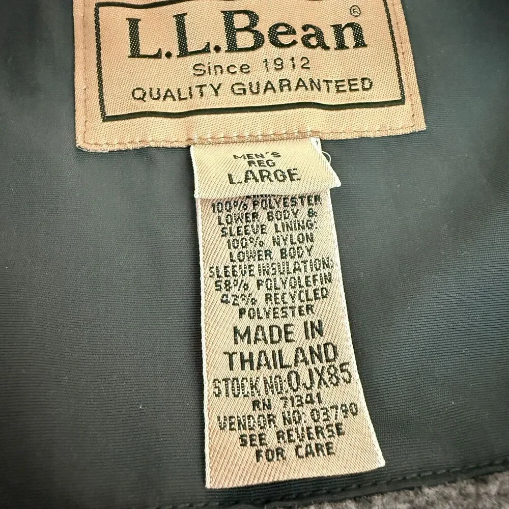 L.L. Bean Men’s Jacket Size L Green Coat Parka Polartec Hooded Thinsulate